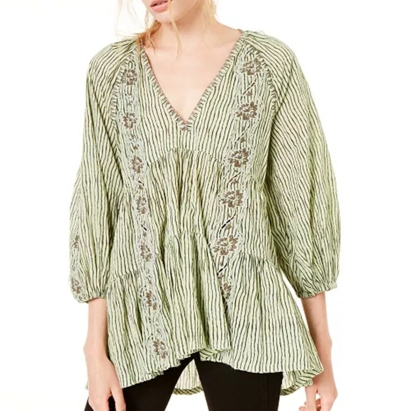 Free People Women's Size Medium Another Day Balloon Sleeve Boho Cotton - Picture 1 of 10